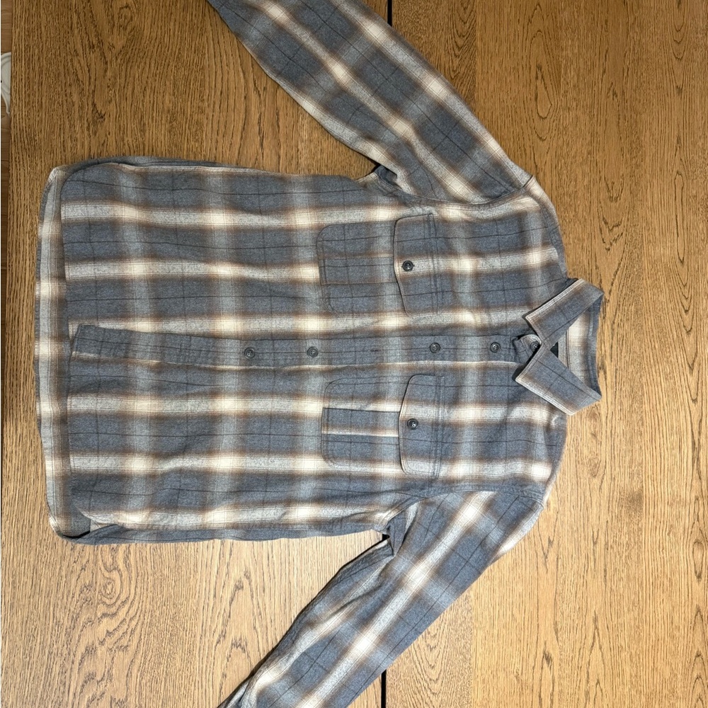 Banana Republic Gray and Brown Plaid Shirt